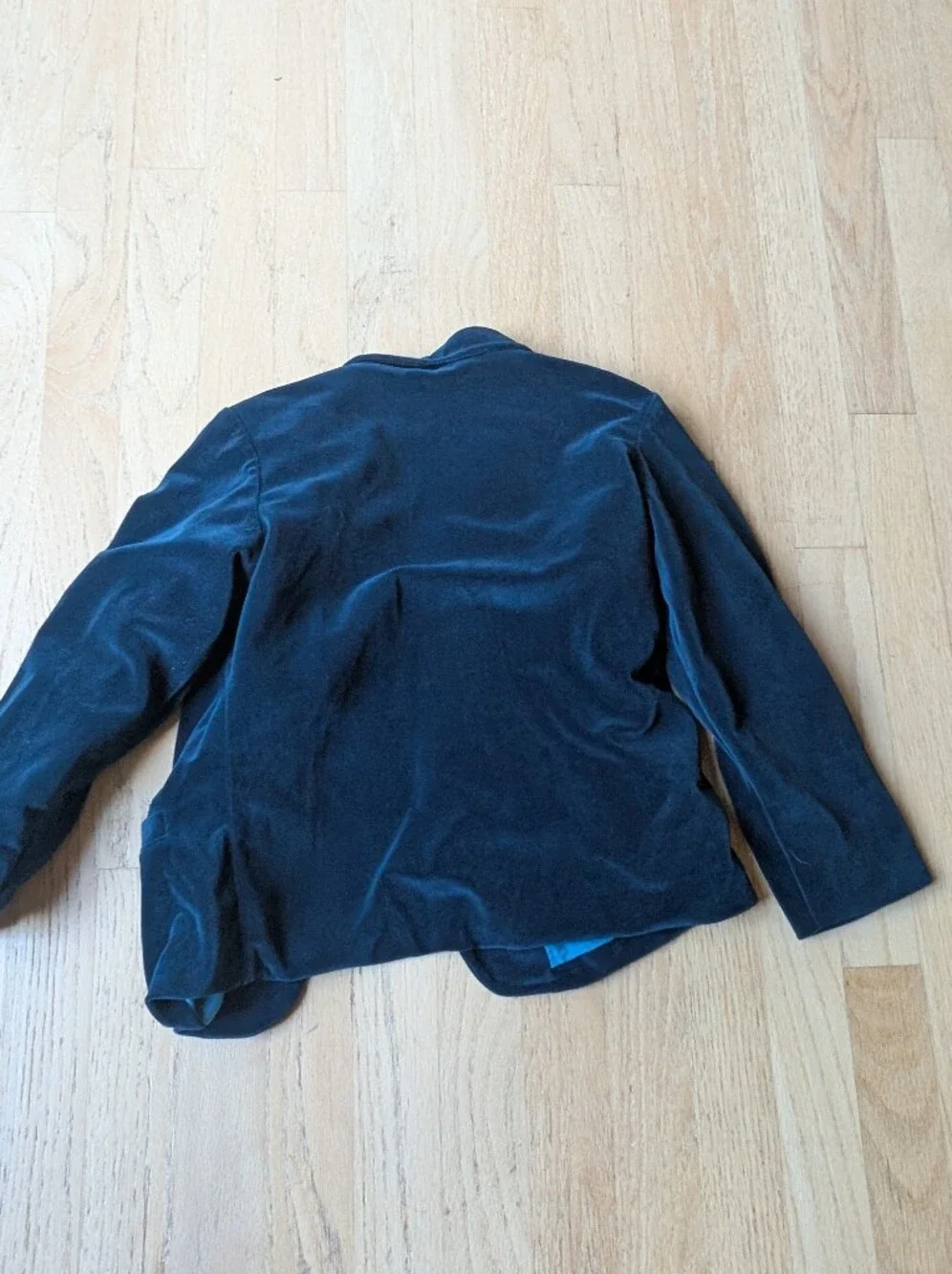 Kids Velvet Single-Button Blazer Jacket - Black